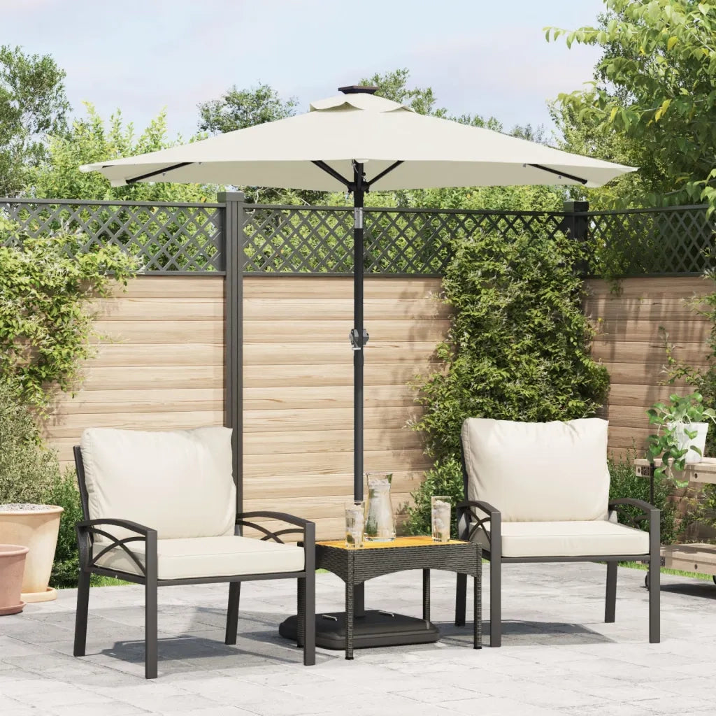 Ombrellone Giardino con LED-Ombrello da Balcone Palo Acciaio Bianco 225x225x212 cm
