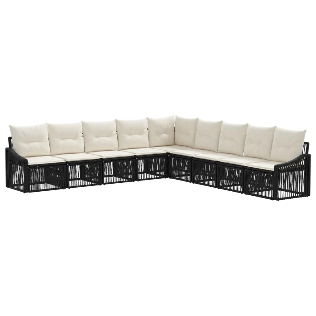 Set Divano da Giardino 9 pcs Nero polyrattan 3436027