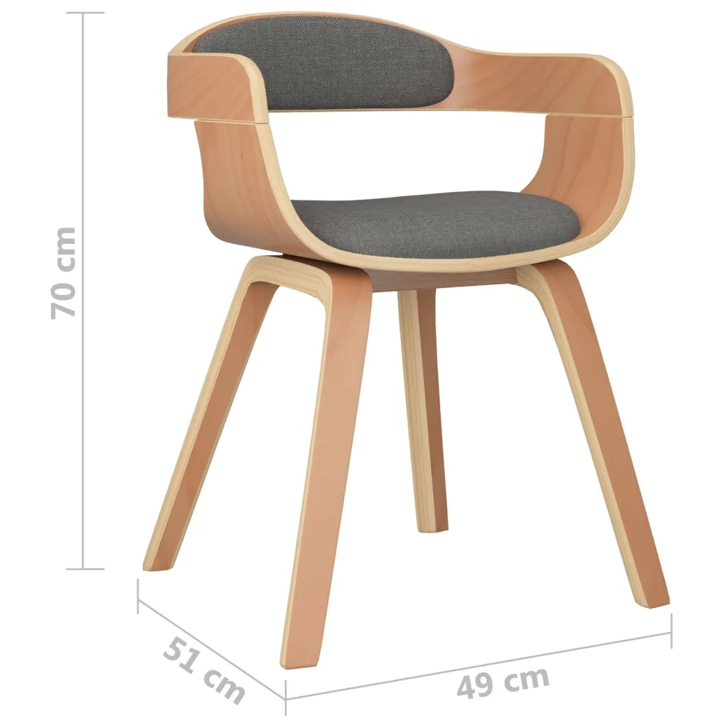 Sedie da Pranzo 6 pz Grigio Chiaro in Legno Curvato e Tessuto