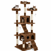 Tiragraffi per Gatti Albero Sisal Parco Giochi Gatto Tira Graffi 170cm Marrone