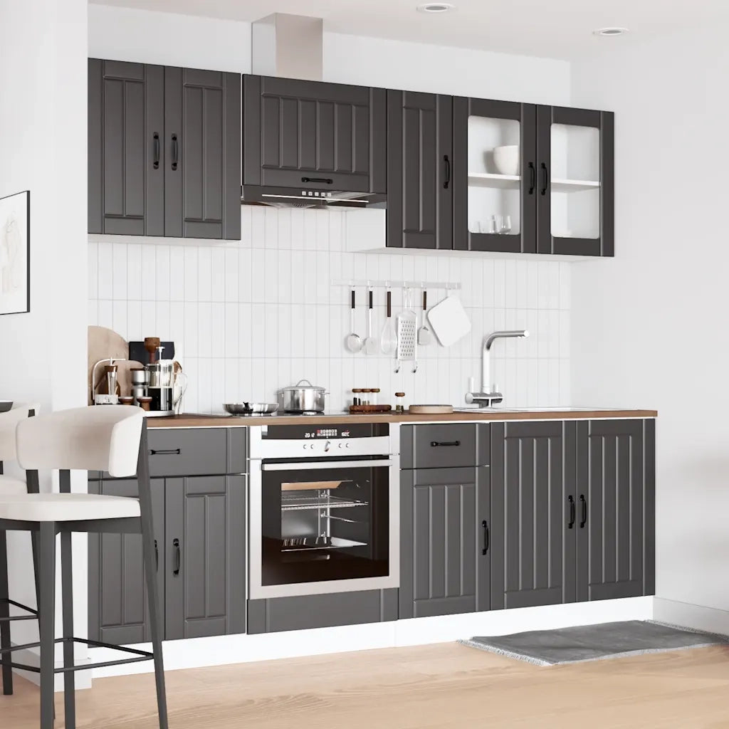 Set Mobili da Cucina 8 pz Kalmar Neri Legno Multistrato 3314832