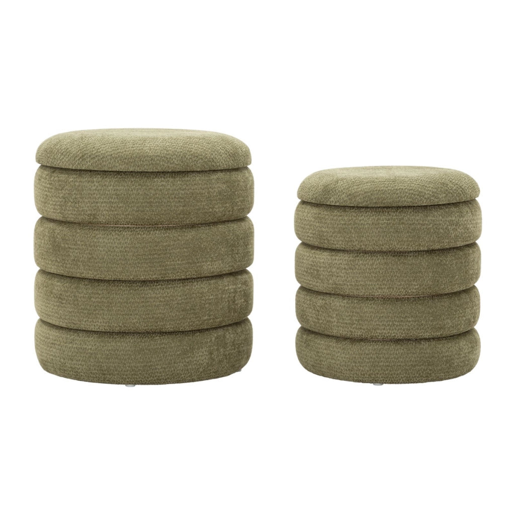 Set di 2 pouf contenitore in stile nordico verdi