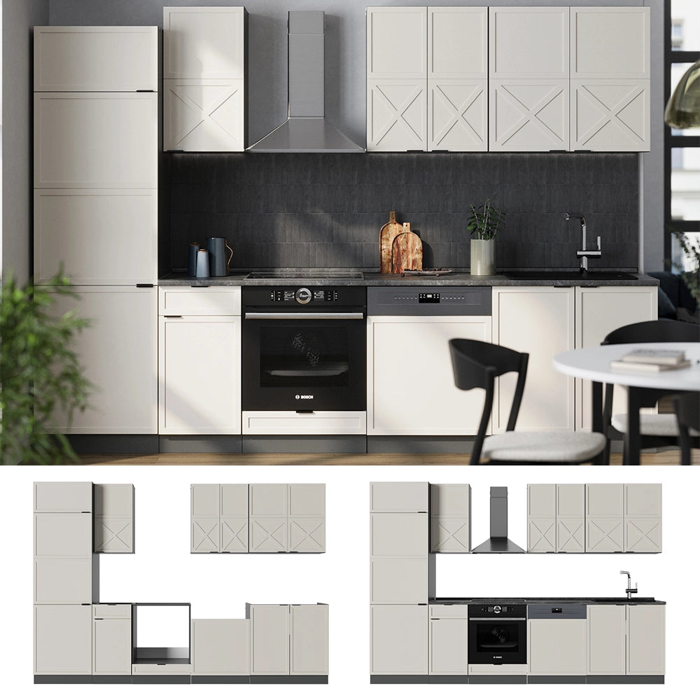 Cucina componibile Fame-Line GrigioBeige/Antracite 300 cm, PL Antracite Vicco