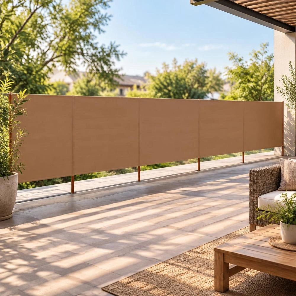 5-piece Windbreak Fabric 600 X 160 Cm Taupe