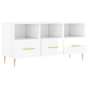 Mobile TV multimediale mensola TV mobile TV sala da pranzo soggiorno camera da letto finitura lucida 102 x 36 x 50 cm legno ingegnerizzato bianco 02_0026998