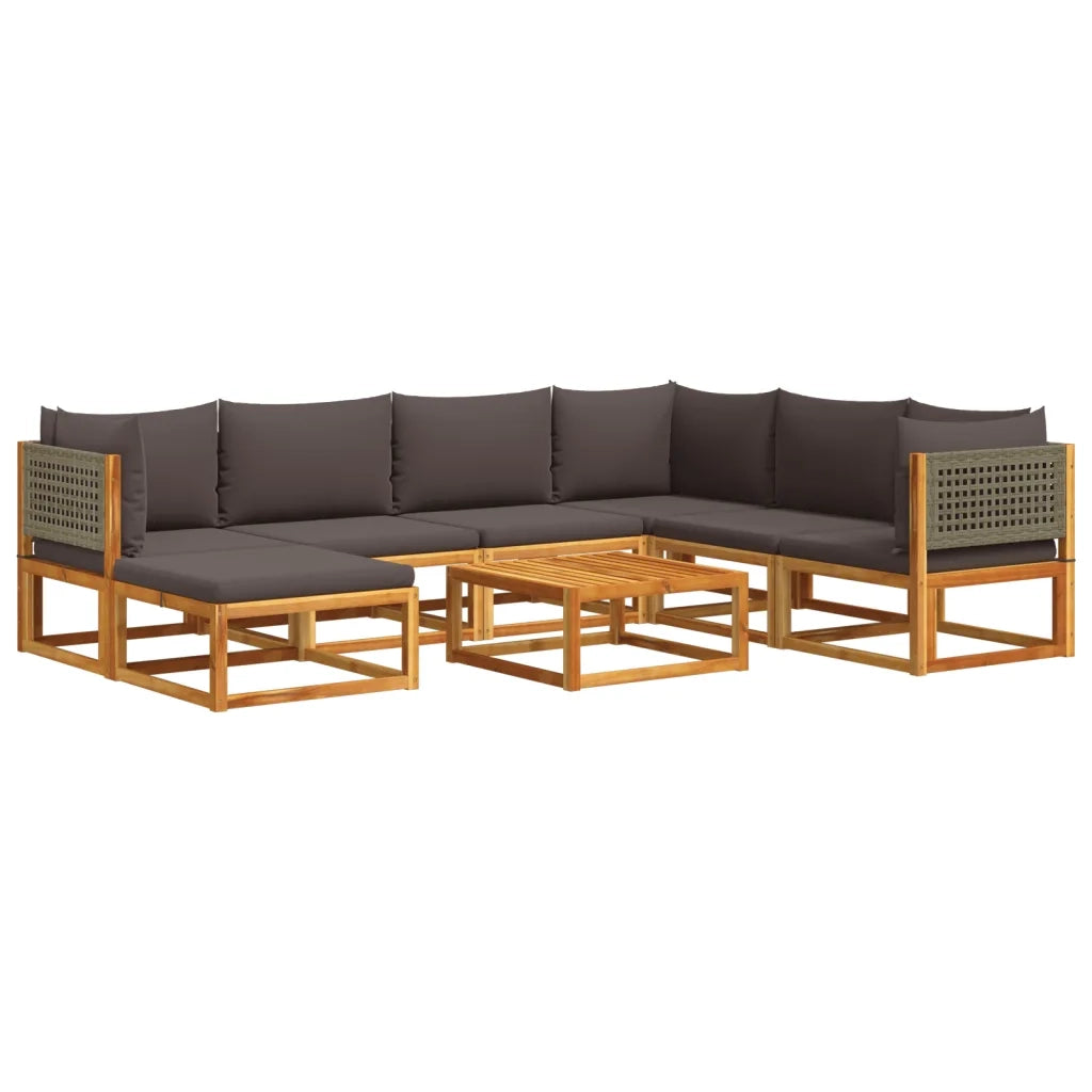 Set di divani da giardino 8 pezzi con cuscini in legno di acacia e rattan