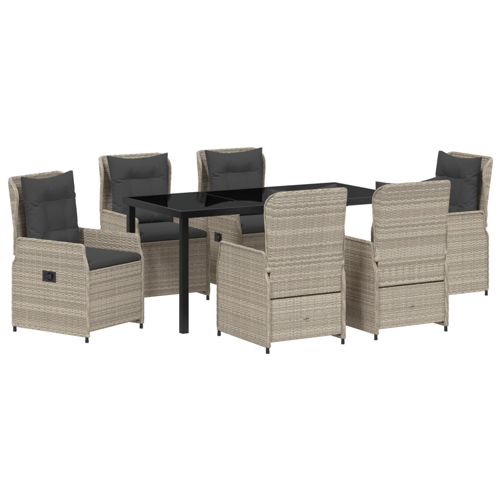 Set da Pranzo da Giardino  7 Pezzi Grigio Chiaro Polyrattan