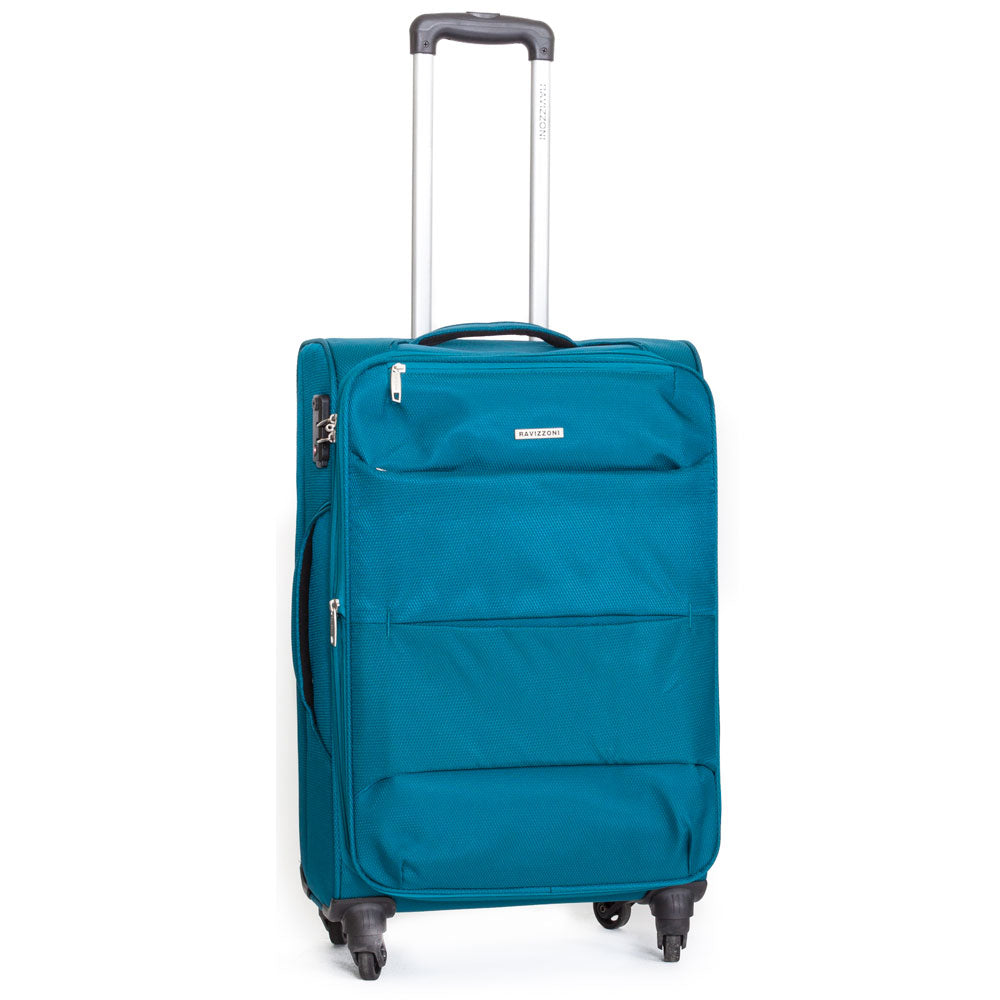 Trolley Valigia Media Morbida in Poliestere 4 Ruote TSA Ravizzoni Ambra Blu