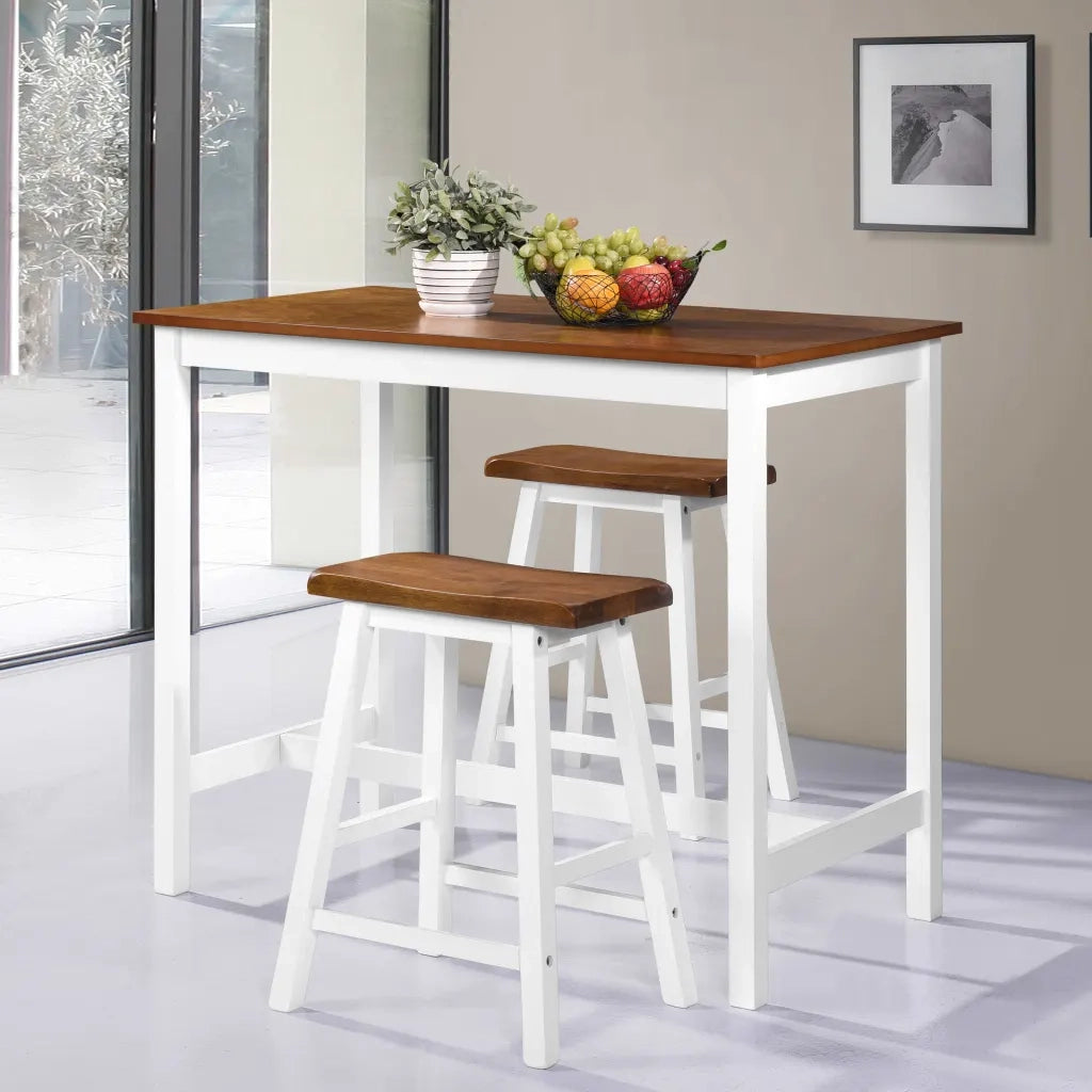 Set Tavolo da Bar e Sgabelli 3 pz in Legno Massello 245547