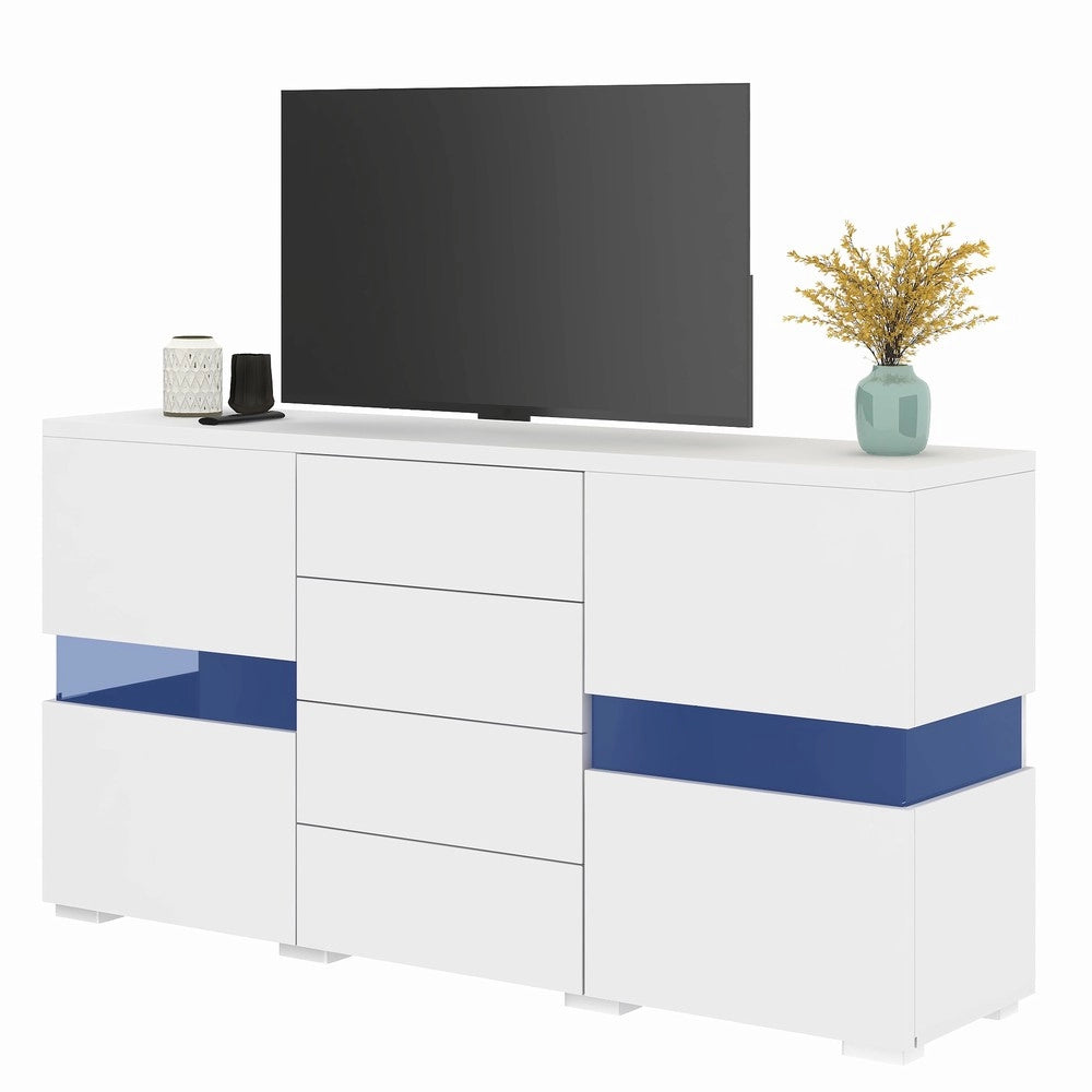 Credenza Laccata con LED 16 Colori ¨C MINIMAL ¨C Bianco Lucido
