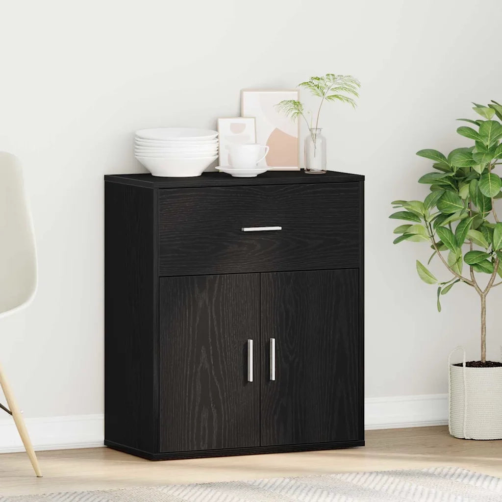 vidaXL Credenza Rovere nero 60 x 31 x 70 cm Legno multistrato