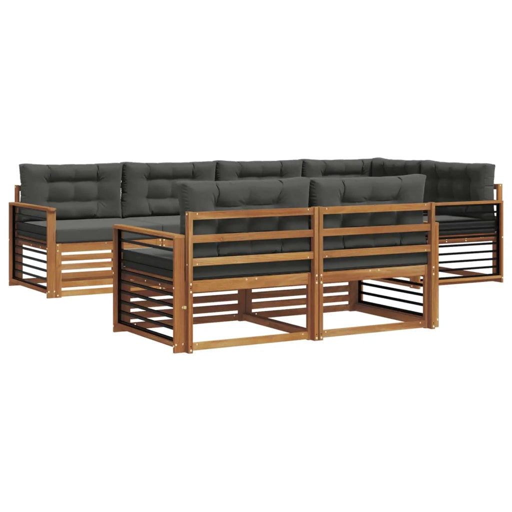 Set di divani da esterno con cuscino 7 pcs Naturale e Antracite 3373632