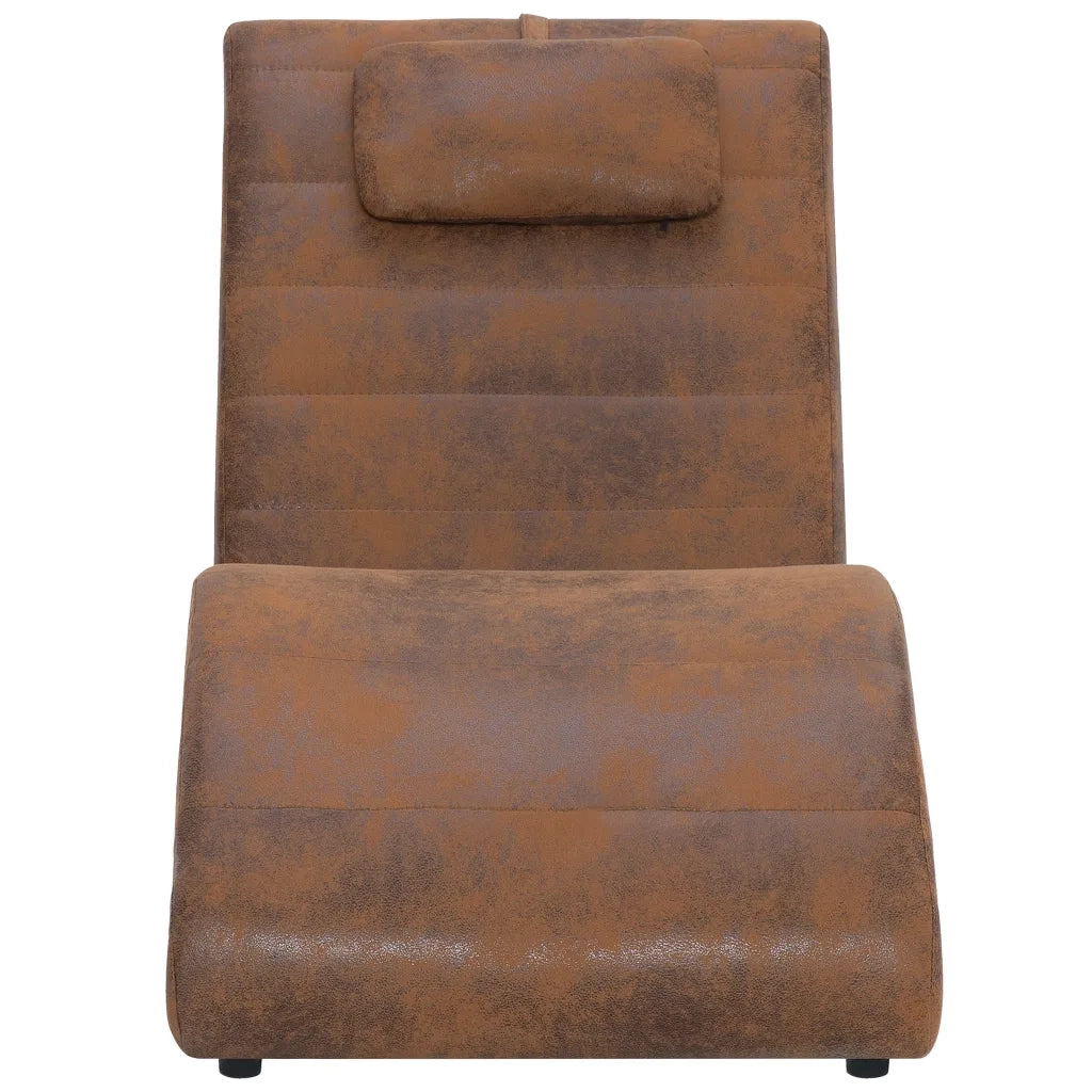 Sdraio con Cuscino Marrone in Pelle Sintetica Scamosciata CFW6905310