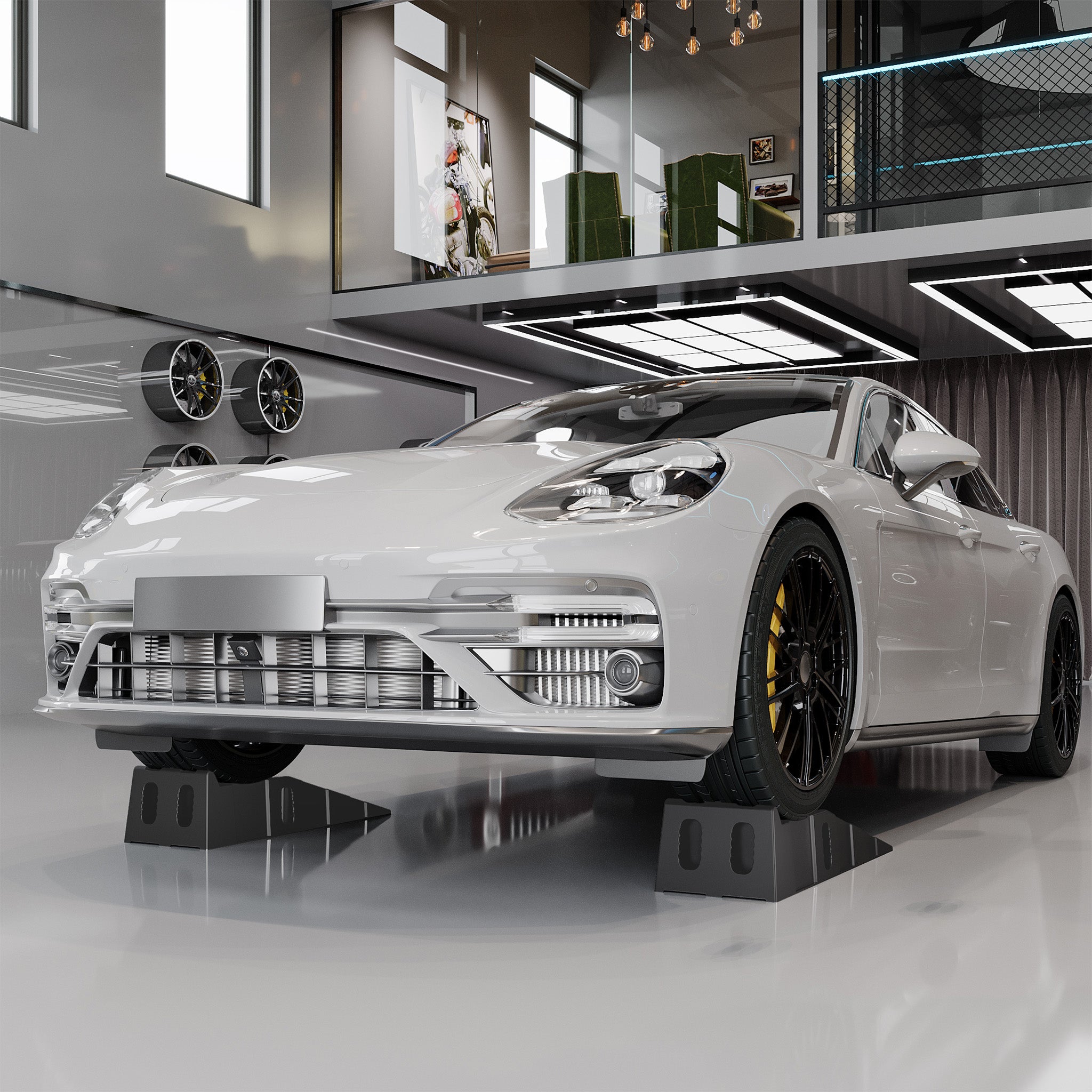 Set 2 Cunei per Camper Auto, 90,5x30x21,5cm, max 5 t, materiale antiscivolo in PP, per livellamento veicolo