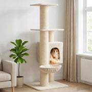 Albero per gatti con pali per graffiare in sisal Crema 137 cm 42033054