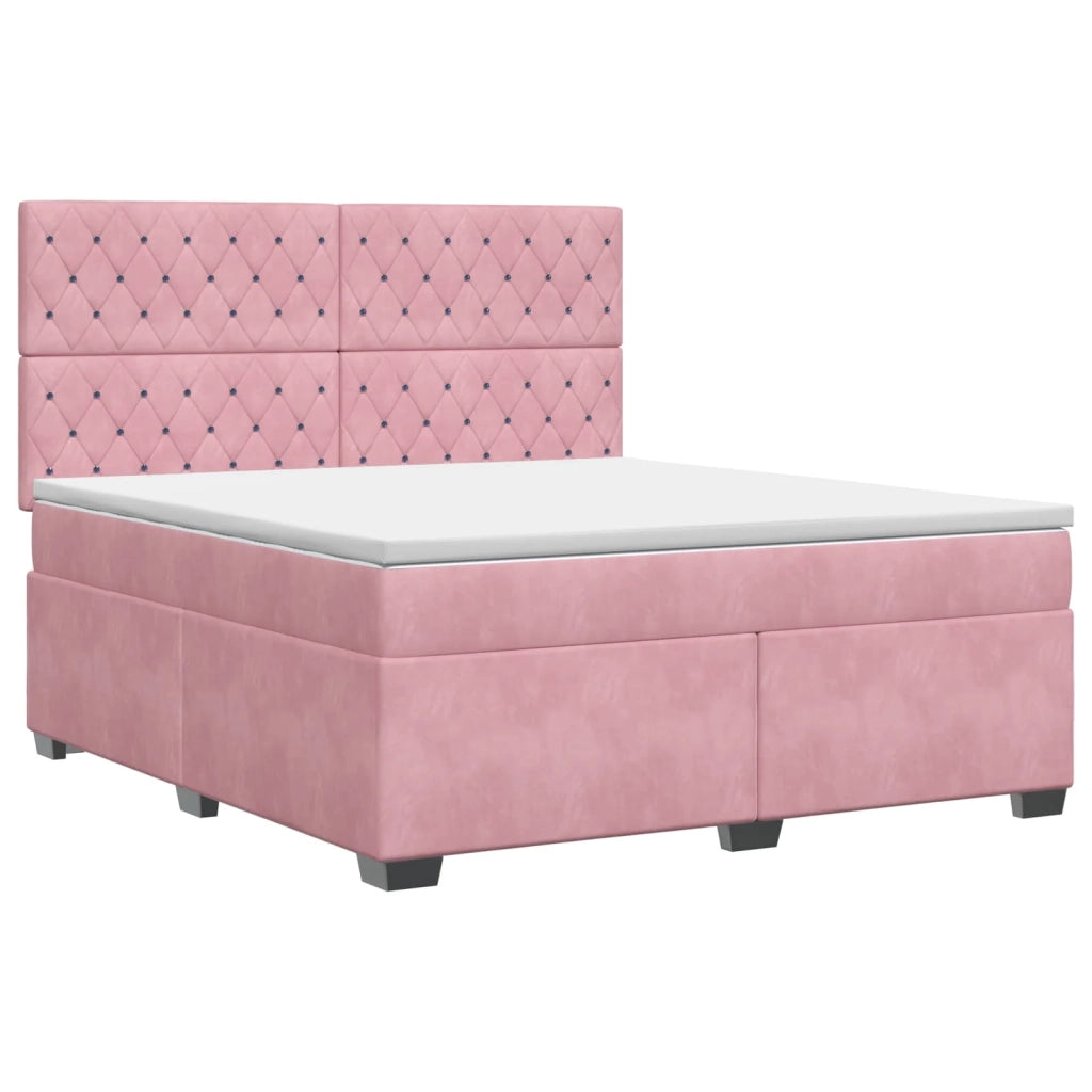 Letto box spring con materasso Rosa 140 x 200 cm Velluto 3453655
