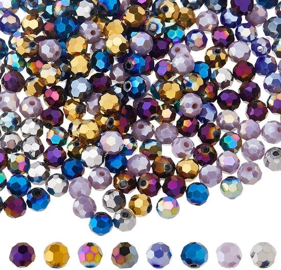 Accessori per gioielli - 400 pezzi - Vetro cristallo - Facettato - Briolette - Spaziatori per gioielli - Accessori per gioielli da assemblare - Colori creativi