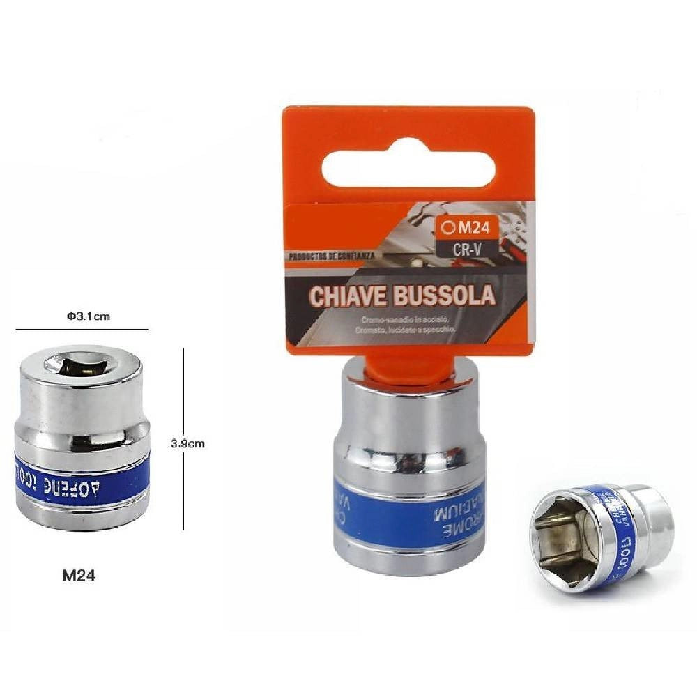 Trade Shop - Chiave A Bussola Bocca Esagonale Cromo Vanadio Acciaio Cr-v 24mm M24 62986 -