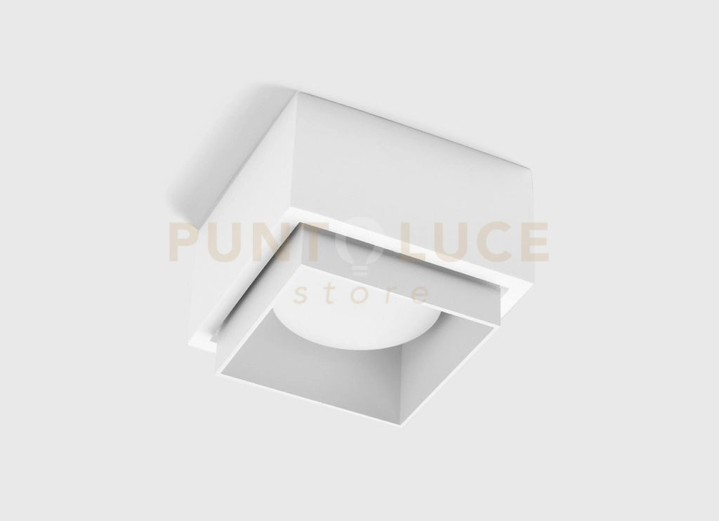 SYME lampada da Soffitto 1 Luce attacco GX53 Quadrata bianco in gesso e alluminio l.11cm