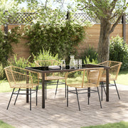 Set da Pranzo da Giardino 5 Pezzi Marrone Rattan Polimerico