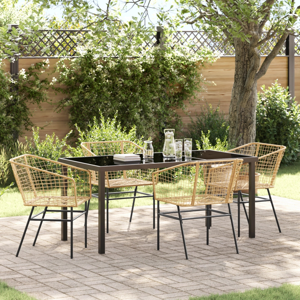 Set da Pranzo da Giardino 5 Pezzi Marrone Rattan Polimerico