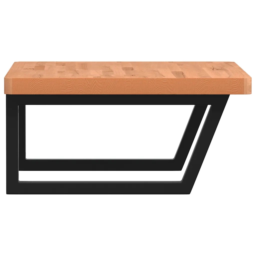 Ripiano a Parete per Lavabo in Acciaio e Massello di Faggio 3302515