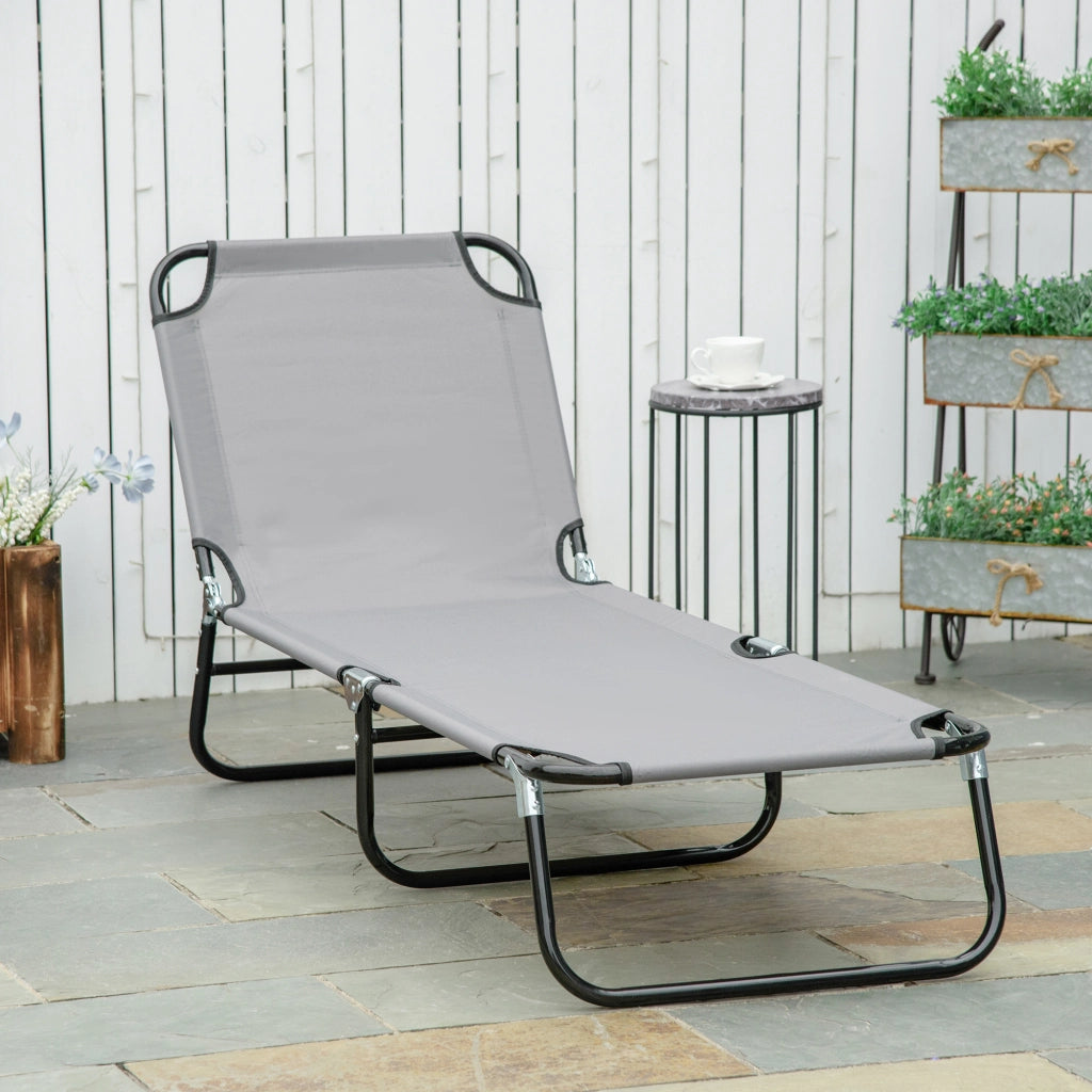 Lettino da giardino regolabile ¨C zephmum ¨C grigio 188x56x28 cm