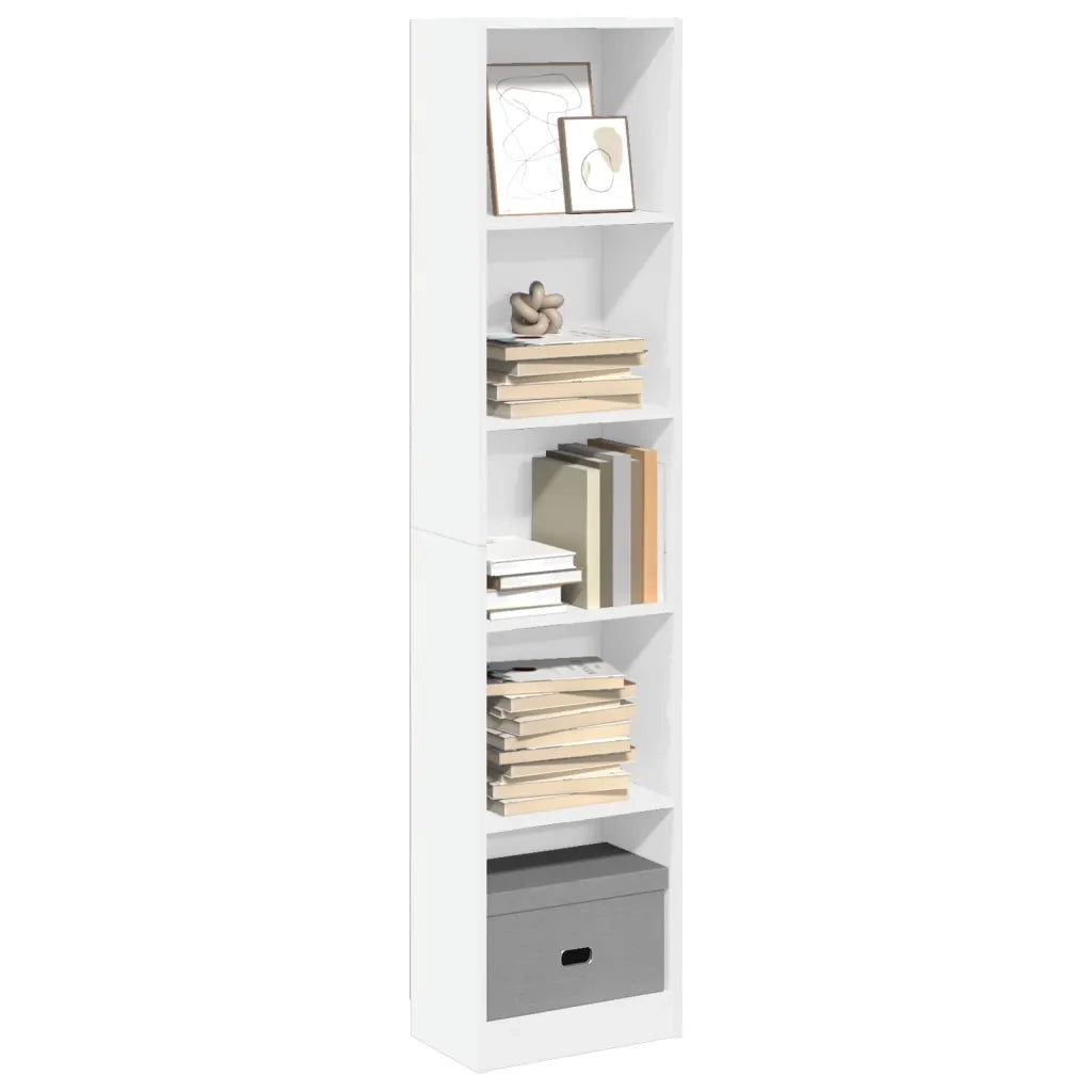 Libreria-Scaffale per Libri-Mobile di Stoccaggio Bianca 40x24x176 cm in Legno Multistrato