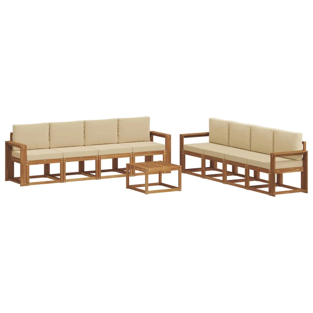 Set di divani da esterno con cuscino 9 pcs Naturale e Beige