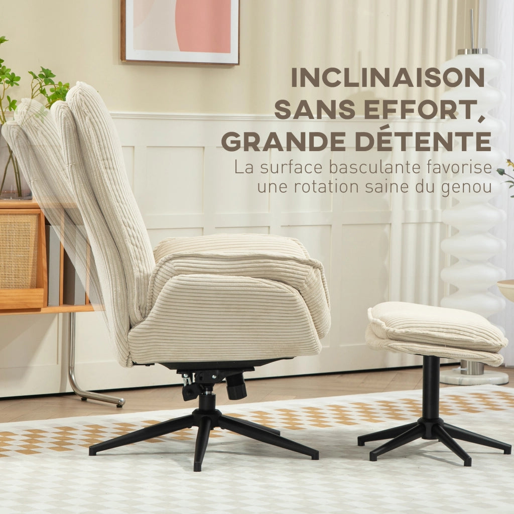 Poltrona reclinabile con poggiapiedi ¨C zephmum ¨C beige 72x83x107 cm