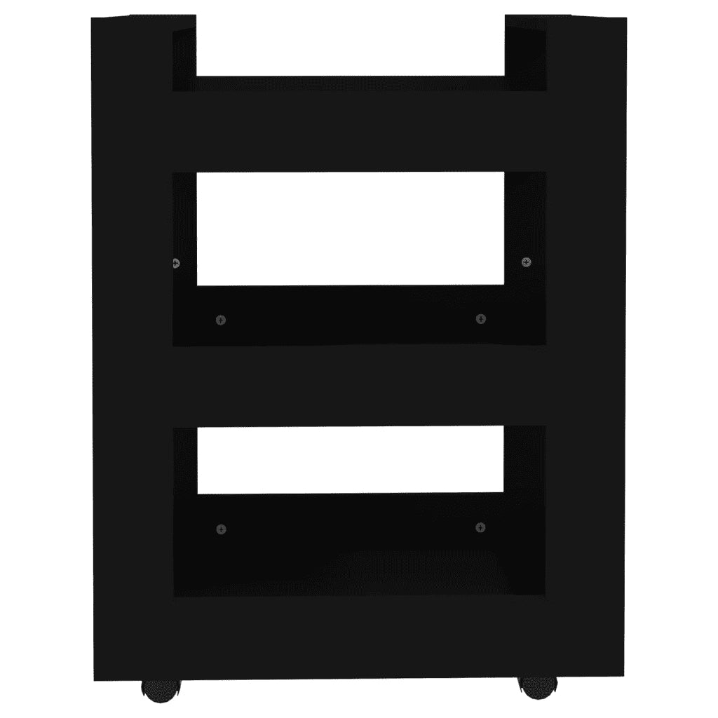 Carrello da Cucina-Scaffale per Cucina Nero 60x45x80 cm in Legno Multistrato