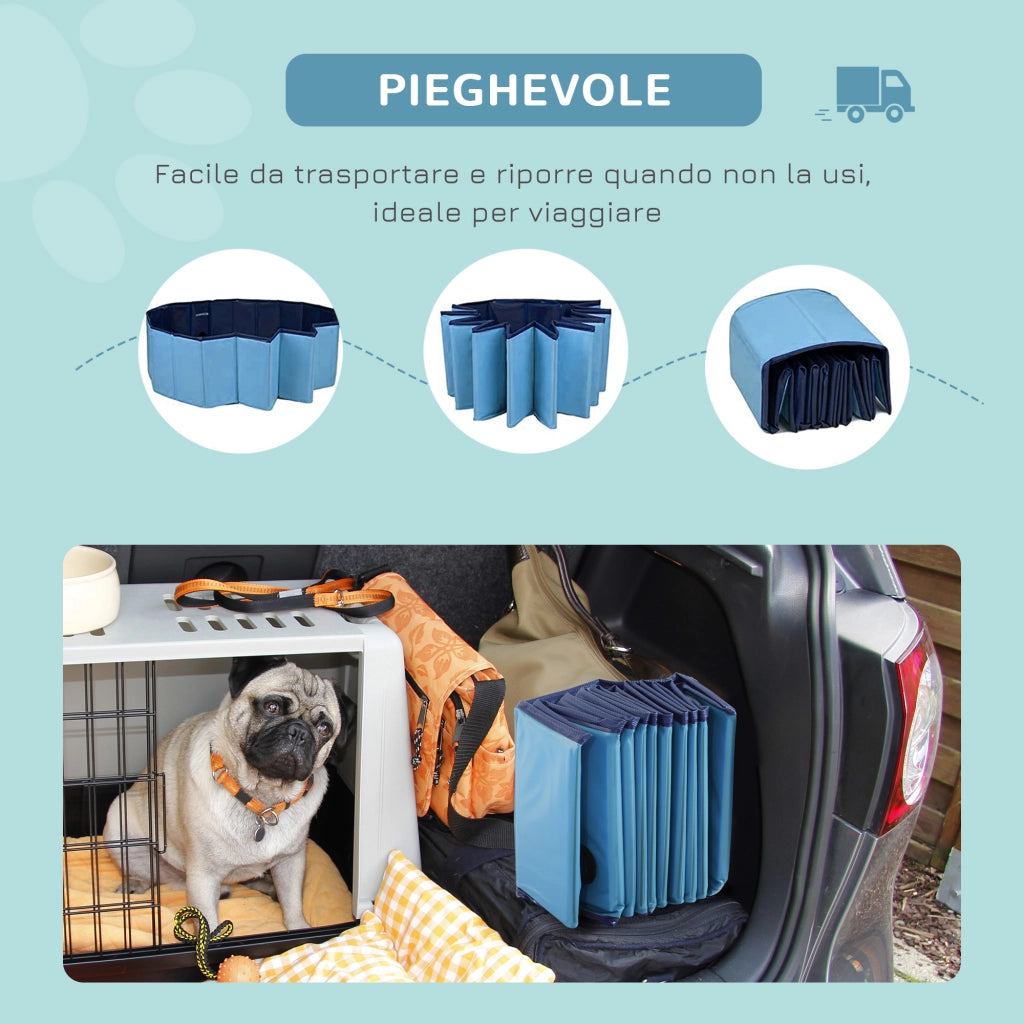 EasyComfort Piscina Vasca da Bagno Portatile Pieghevole per Cani Animali Domestici in PVC Azzurro Φ160 x 30cm