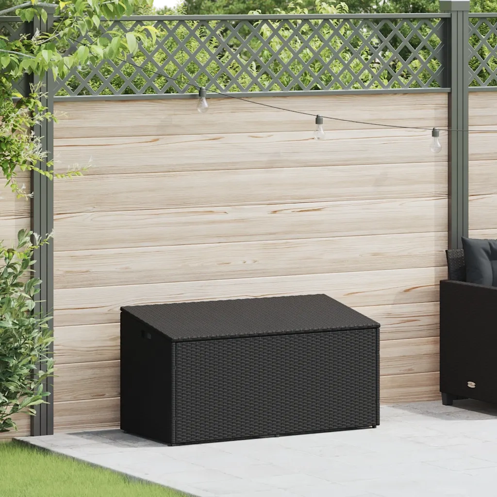 Baule da giardino nero 110x50x58 cm in polyrattan 4104069