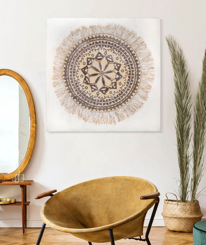 Dipinto su Tela Malindi 100x2,8x100 cm in Legno e Tessuto