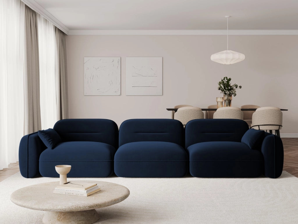 Cosmopolitan Design - Divano modulare "Sydney" 4 posti in velluto blu reale 