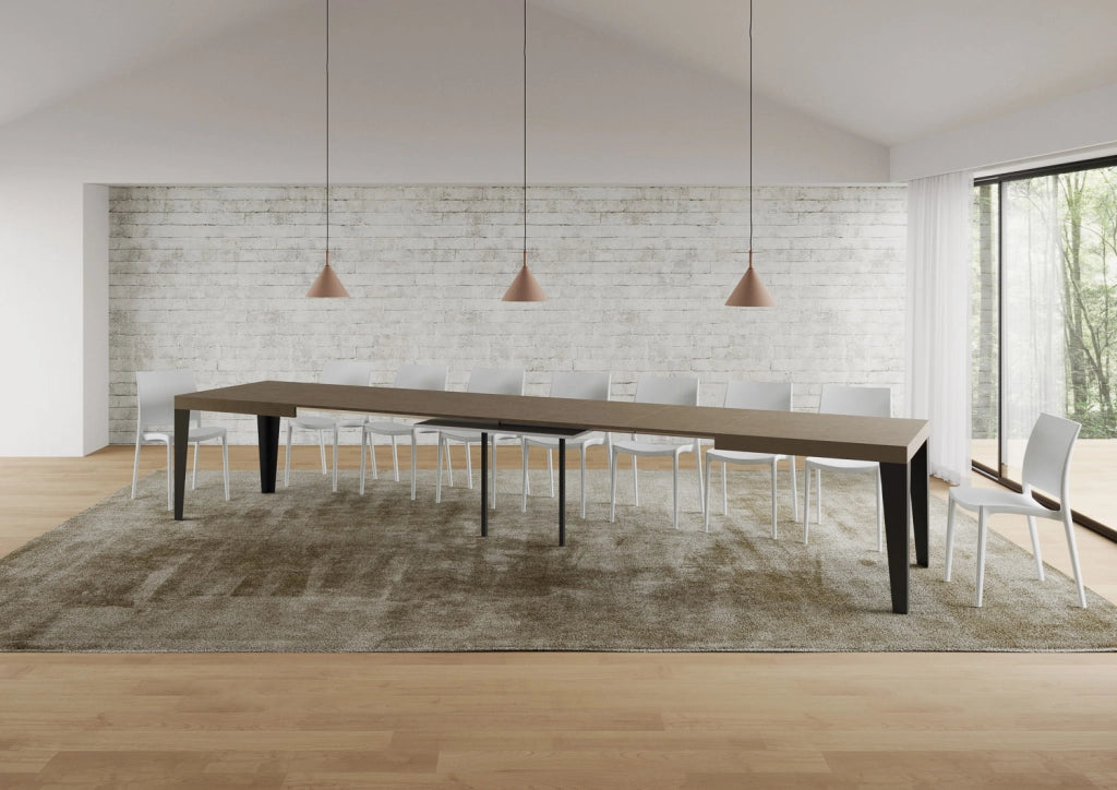Tavolo allungabile 200/460x90 cm Flame tortora gambe antracite