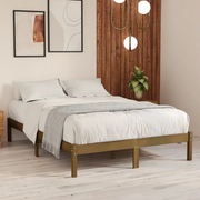 Giroletto-Struttura Letto Marrone Ambrato in Legno Massello di Pino 200x200 cm