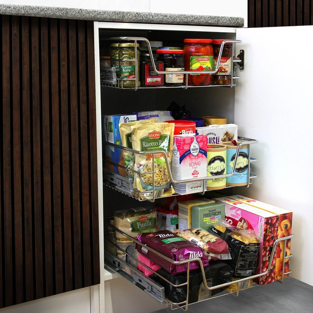 Tirare Fuori Cestini in Acciaio da Cucina Cestelli Organizzazione Credenza da 30cm