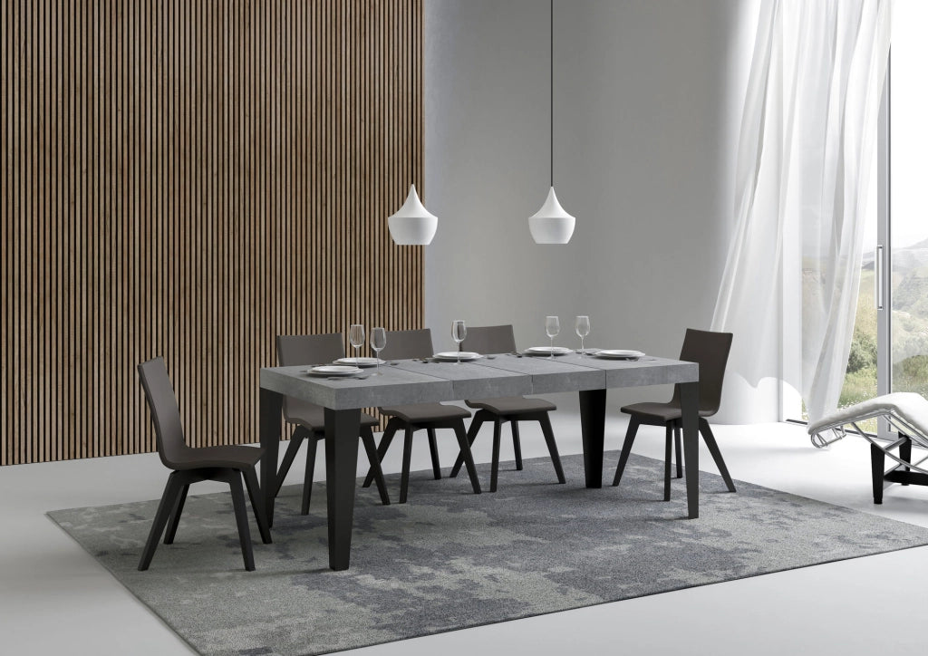 Tavolo allungabile 90x140/400 cm Flaris Premium cemento telaio Antracite