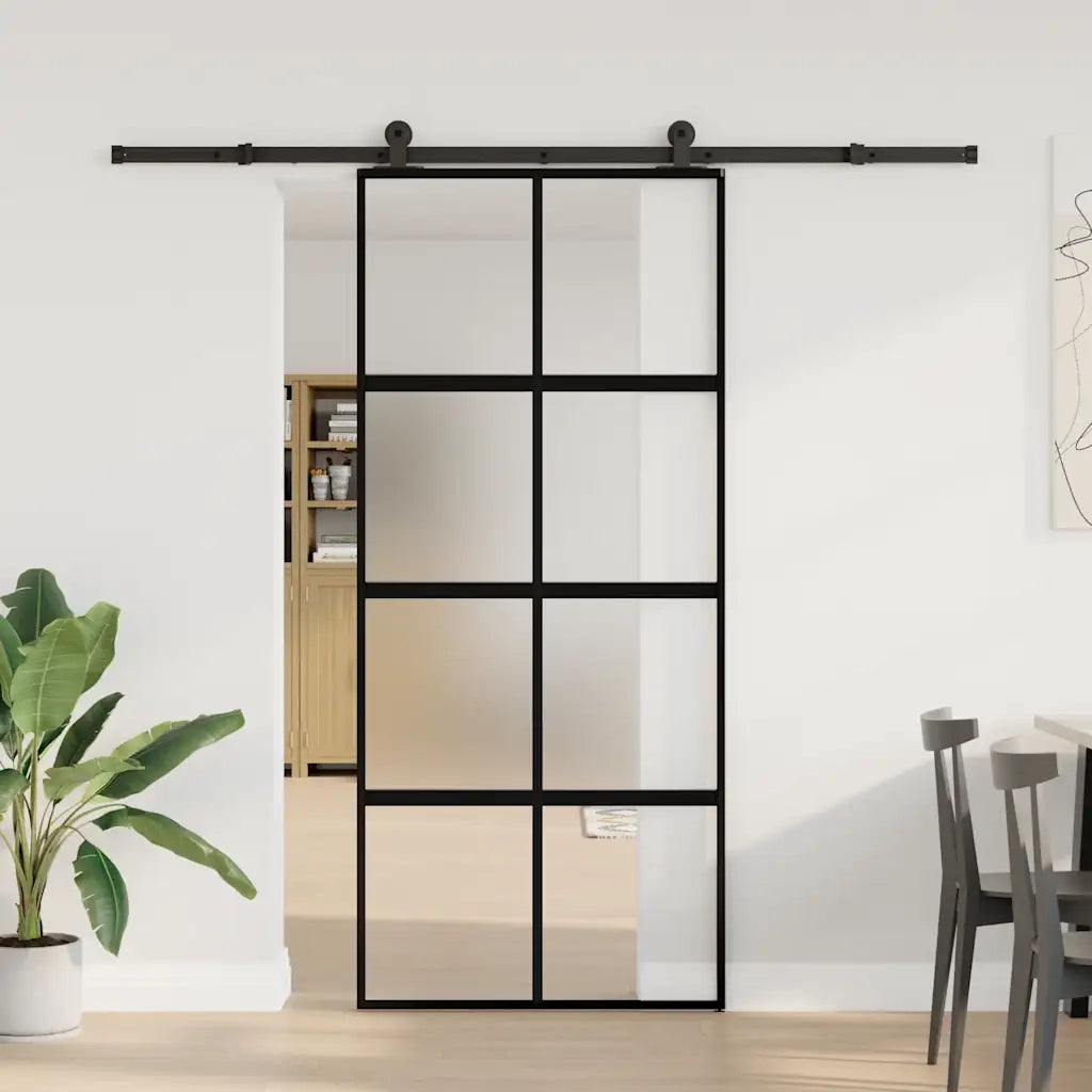 vidaXL Porta Scorrevole Ferramenta 90x205 cm Vetro Temperato Alluminio