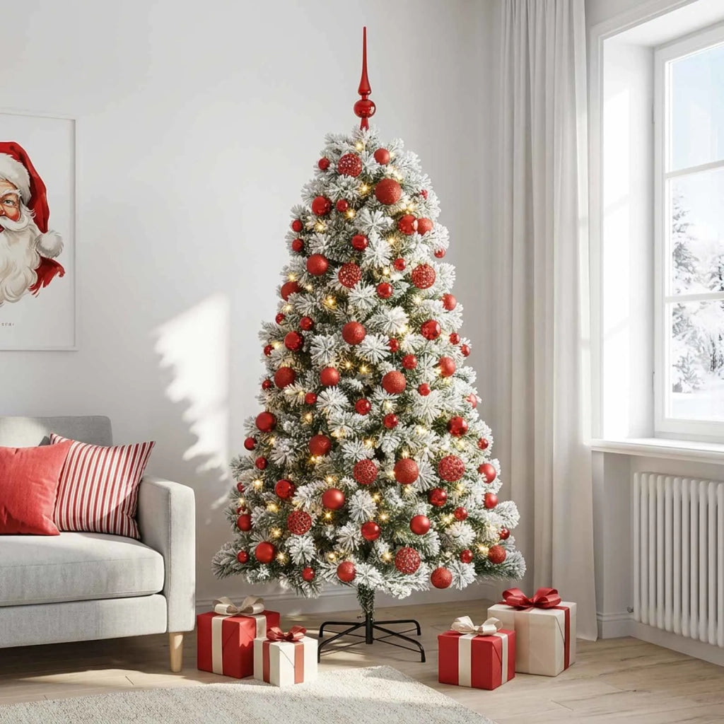 Albero di Natale artificiale con rami snodati e palline 210 cm 3466903