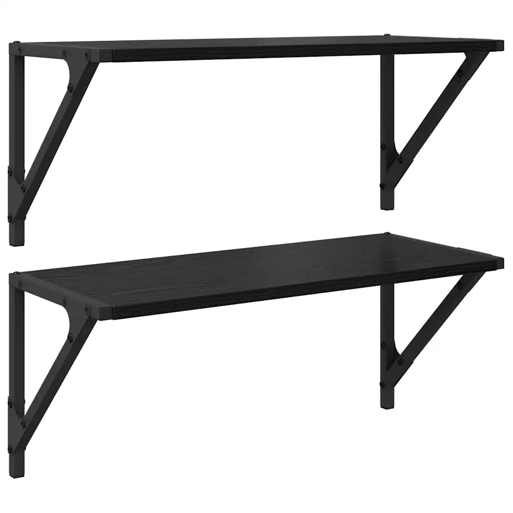 Scaffali da parete 2 pcs Rovere Nero 60 x 25 x 25,5 cm 882858