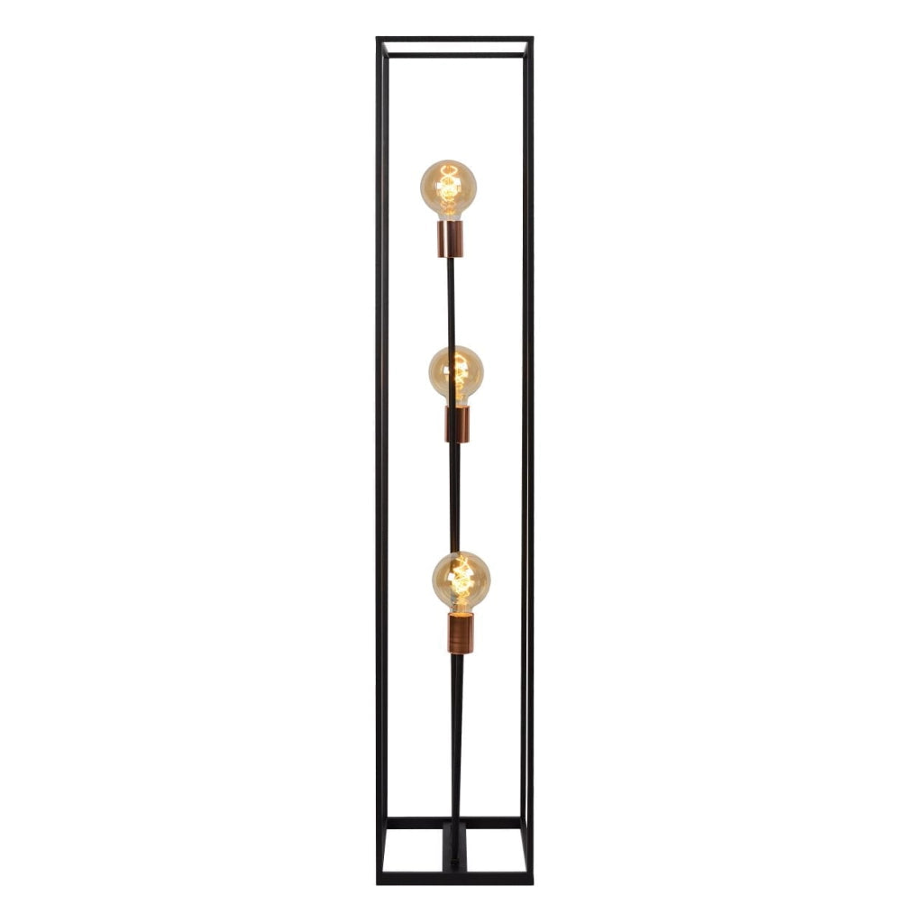 Lucide Arthur lampada da terra 3xE27 nero oro 140cm