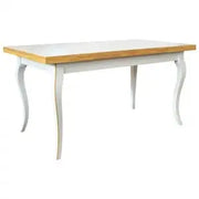 Tavolo provenzale allungabile in legno provenzale bianco filo ocra con basamento dritto