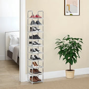Organizzatore di Scarpe con 10 Livelli in Grigio - Organizzatore Multifunzionale per Risparmiare Spazio per Ingresso e Camera da Letto