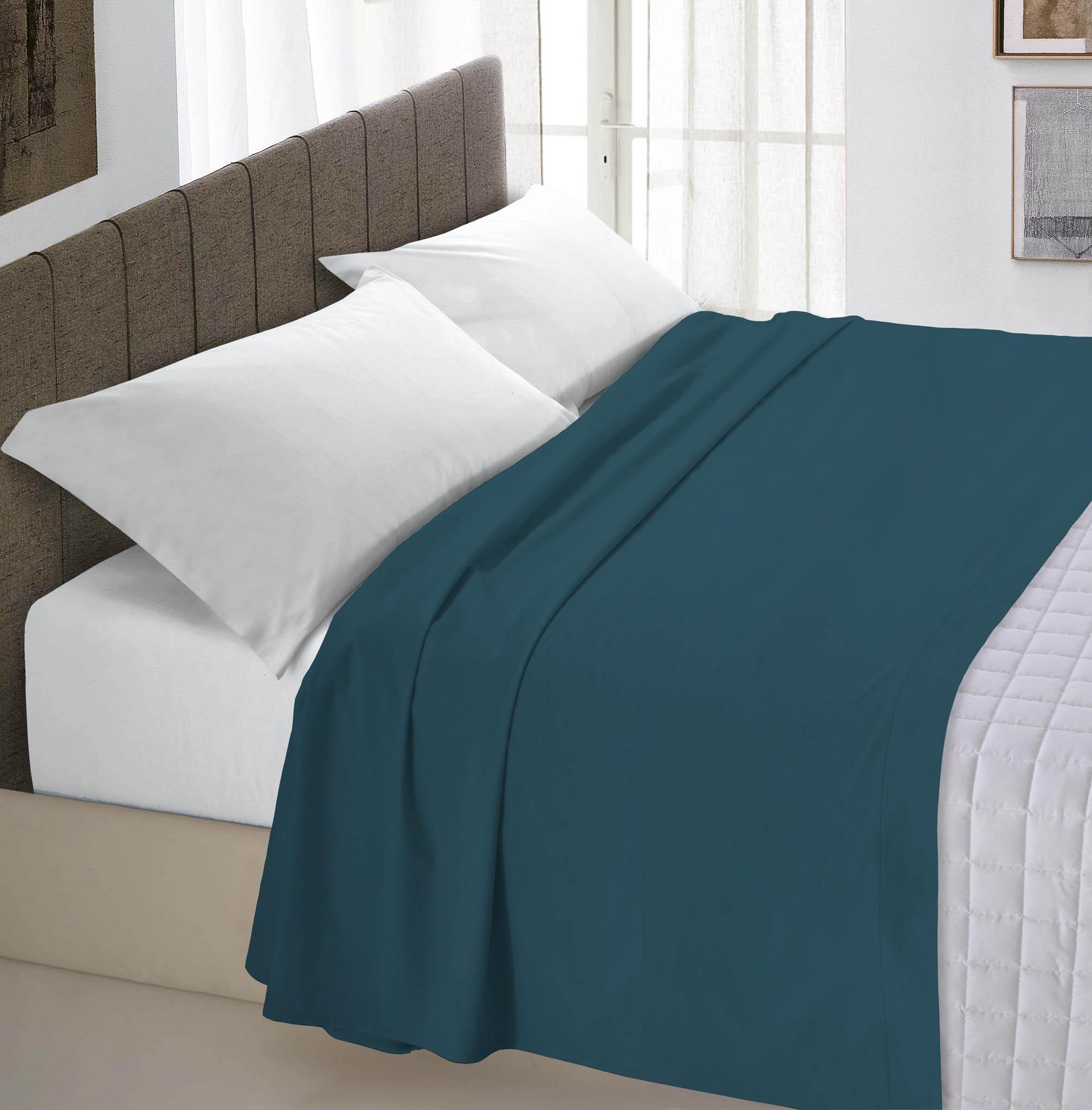 Lenzuolo Sopra in Tinta Unita Verde Petrolio Singolo