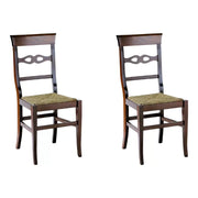 Set 2 sedie in legno massello tinta noce scuro seduta paglia - Mobili 2G