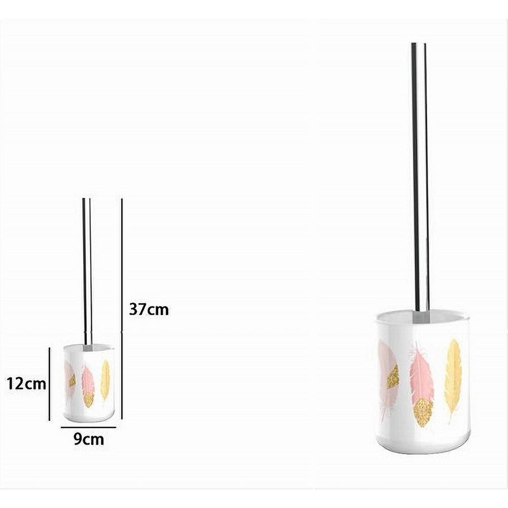 Trade Shop - Portascopino Porta Scopino Bagno Wc Toilette Con Piume Con Scopino Completo 69796 -