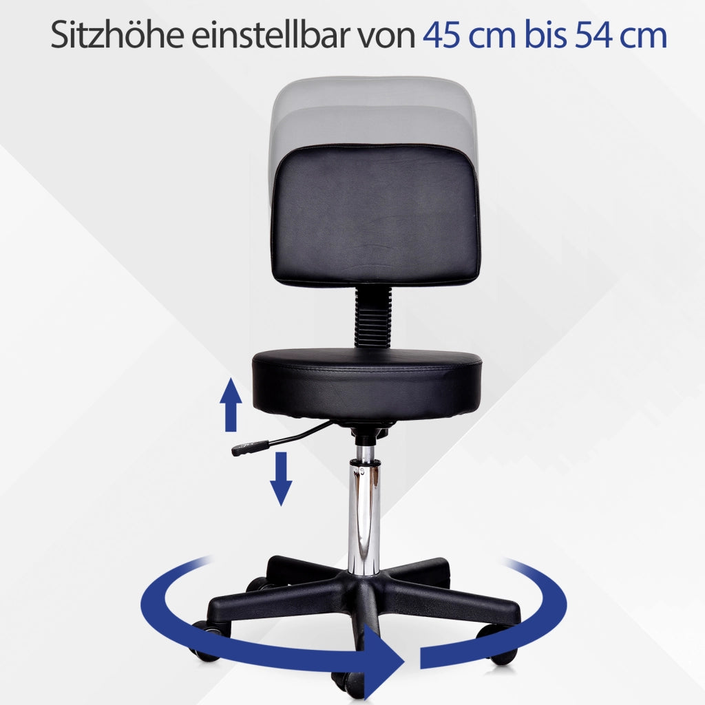 Sgabello girevole con schienale regolabile in altezza ¨C zephmum ¨C nero 72-84 cm