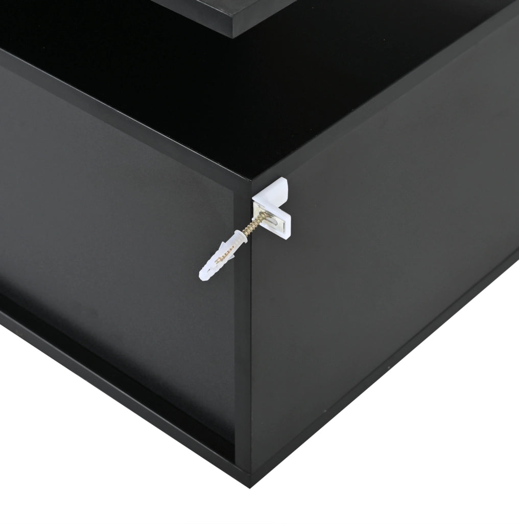 Mobile TV 160x40x45 cm con luci LED controllate da app; MDF; nero